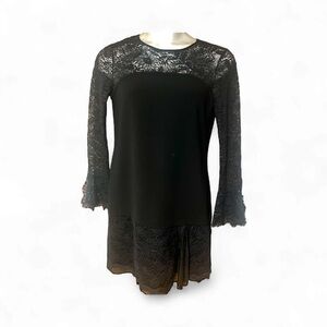 Diane Von Furstenberg Black Lace Long Sleeve Dress